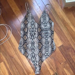 Brown snake skin body suit